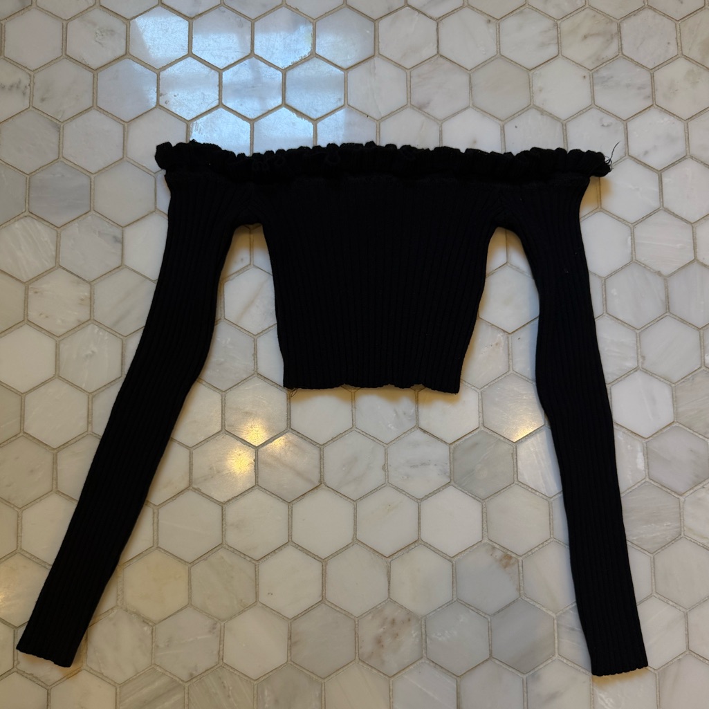 Reformation Black Ribbed Knit Crop Top Size Xs